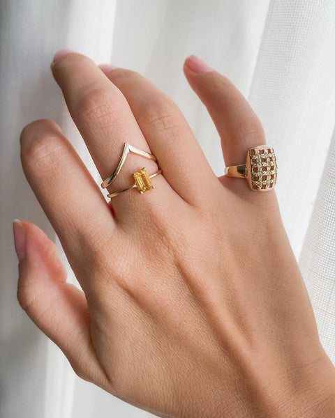 MARGOVA Honey 14k recycled yellow gold statement ring shown as a ringparty.