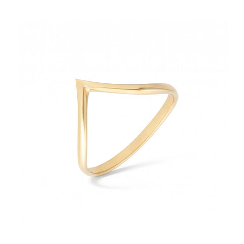 Delicate chevron ring on white background.